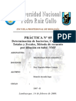 Microbiologia de Alimentos: Practica #05 - Determinacion de Coliformes Totales y Fecales
