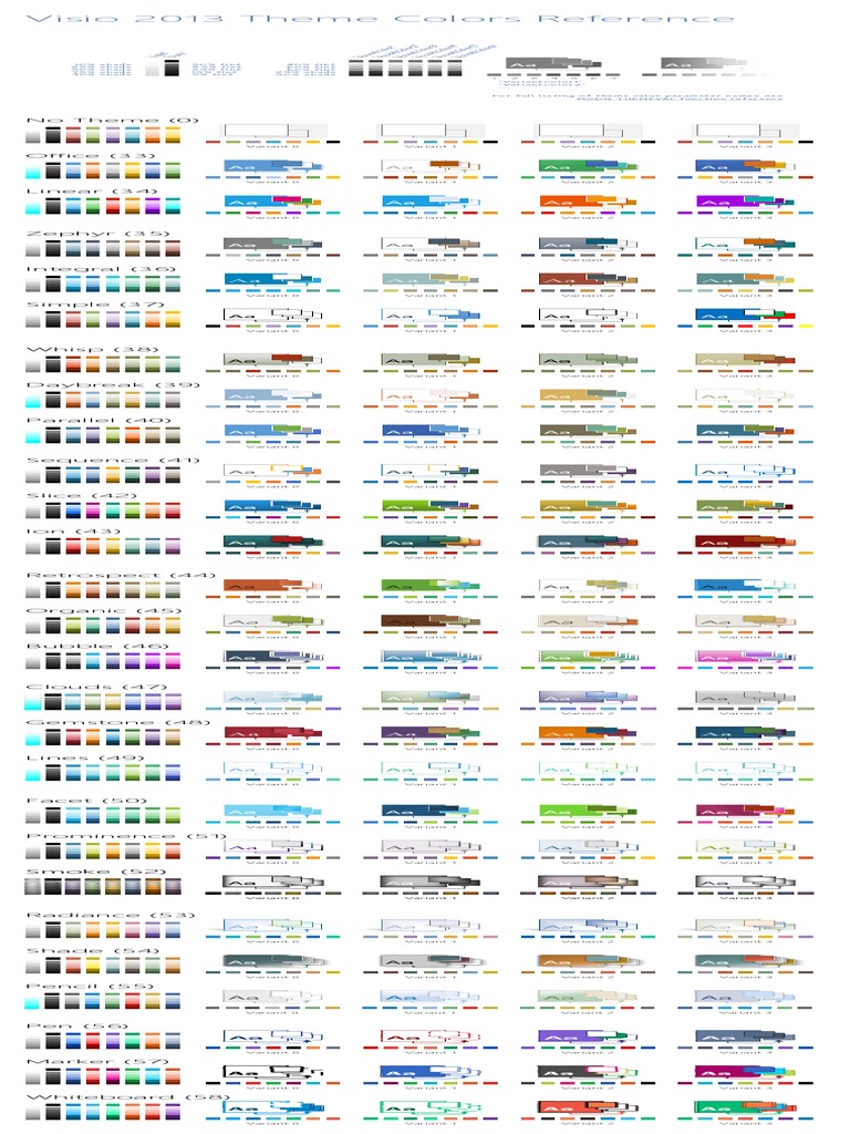Visio 2013 Theme Colors Reference PDF Graphic Design Image Processing