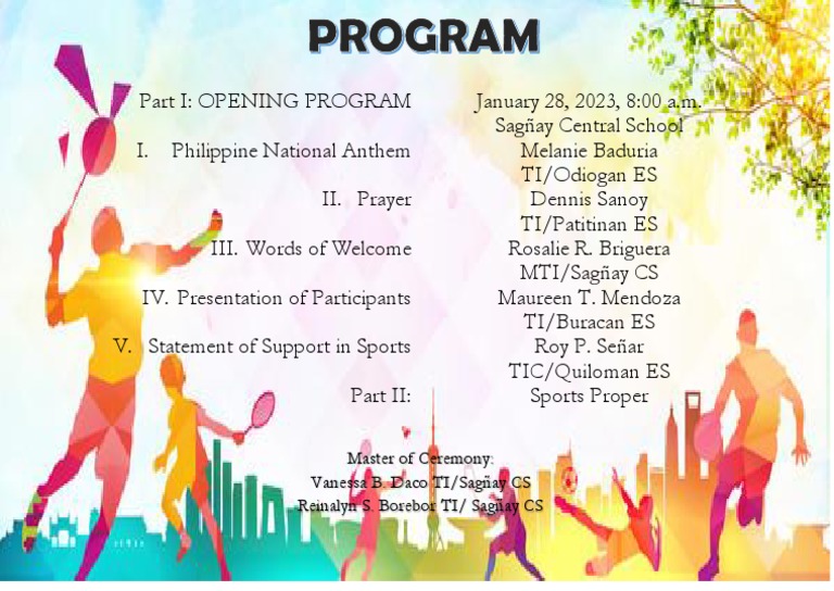 Sports Program Opening by Vanessa Señar | PDF