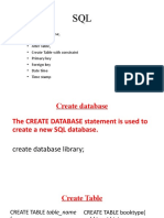 Create Database, - Create Table, - Alter Table, - Create Table With Constraint - Primary Key - Foreign Key - Date Time - Time Stamp
