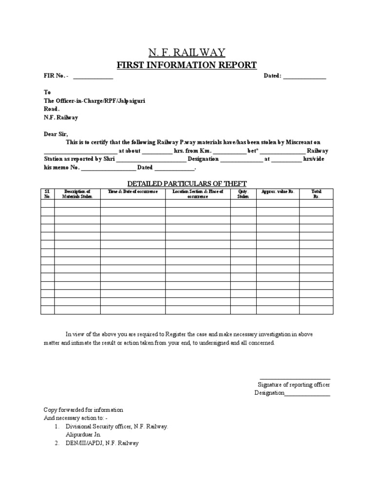 FIR Formate | PDF