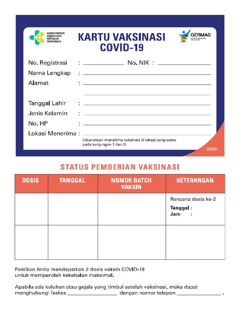 Kartu Vaksin Covid PDF