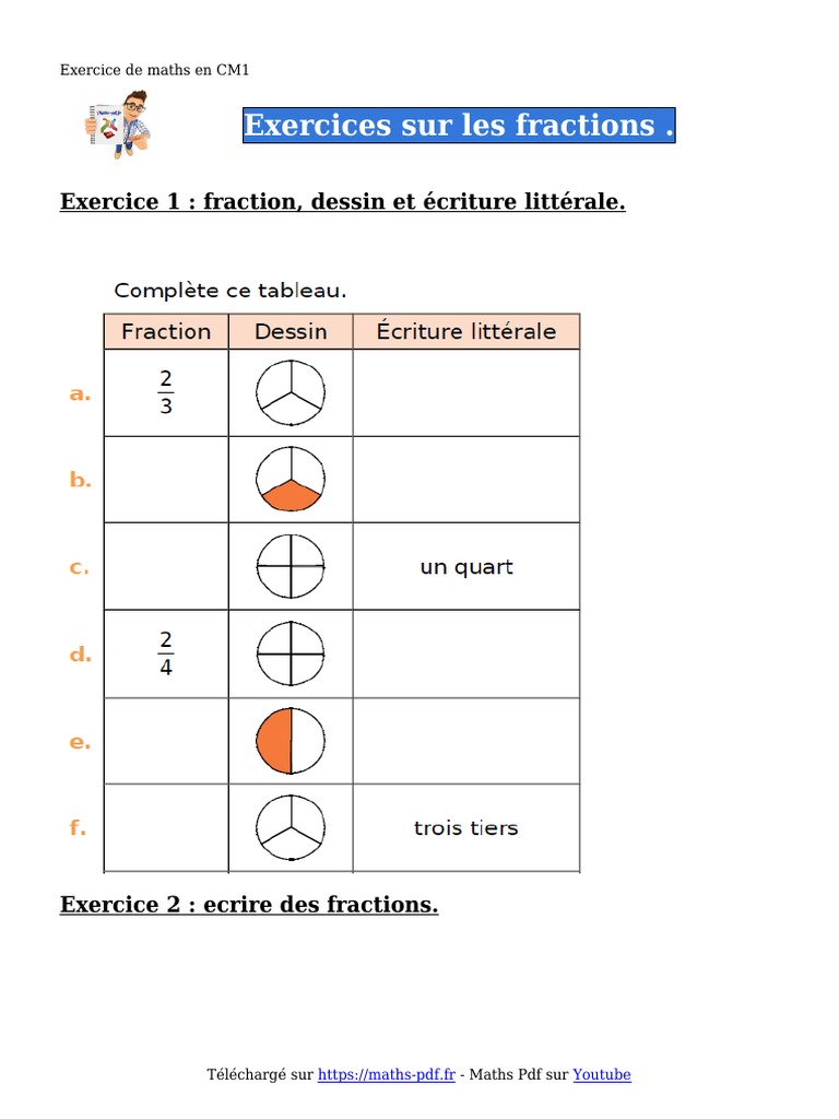 Exercice Fraction Cm1 Avec Correction Les Fractions - Exercices de Maths en PDF en CM1 | PDF