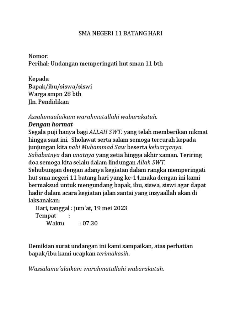 undangan jalan santai smp | PDF