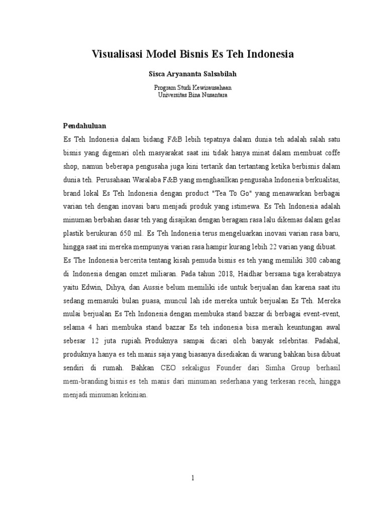Sisca Aryananta Salsabilah - Visualisasi Model Bisnis Es Teh Indonesia