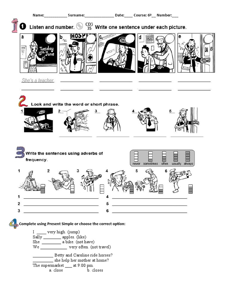 Unit 2 Standard Test: Present Simple | PDF | Clothing