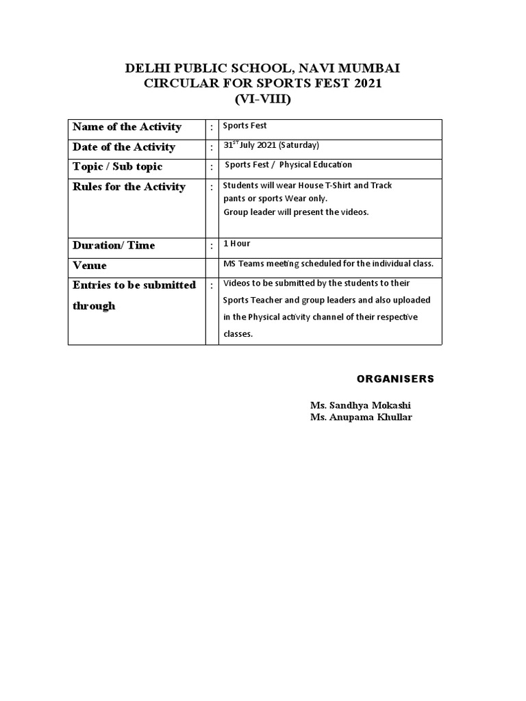 Sports Fest Rules PDF