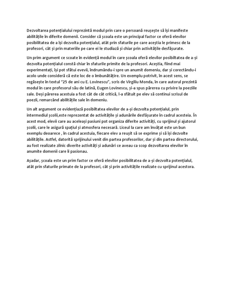 Compunere Argumentativa Exemplu | PDF