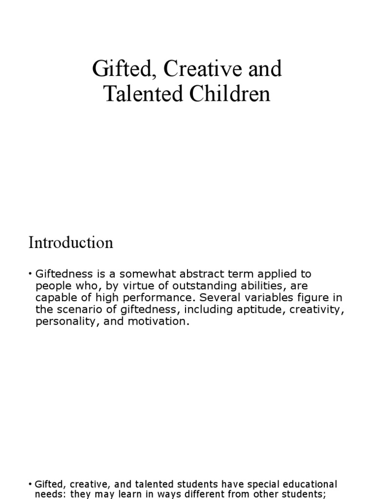 Understanding Giftedness and Creativity | PDF | Intellectual Giftedness ...