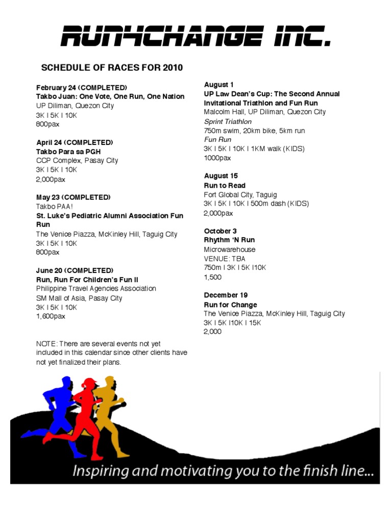 2010 Race Schedule & Details | PDF