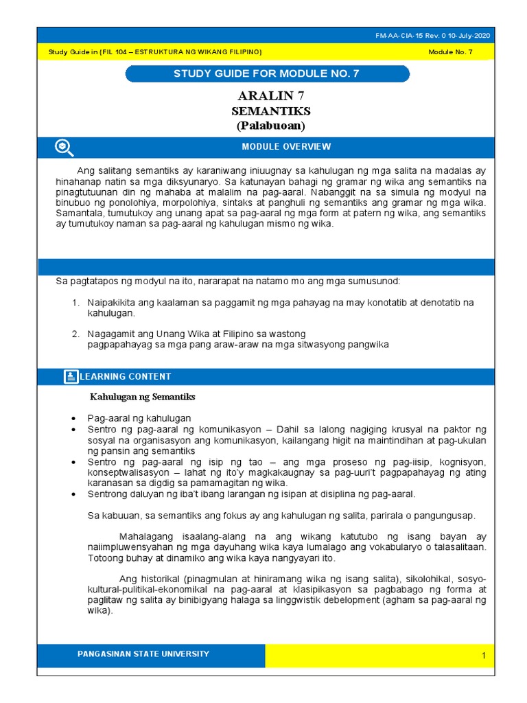 Study Guide 7 - (Estruktura) | PDF
