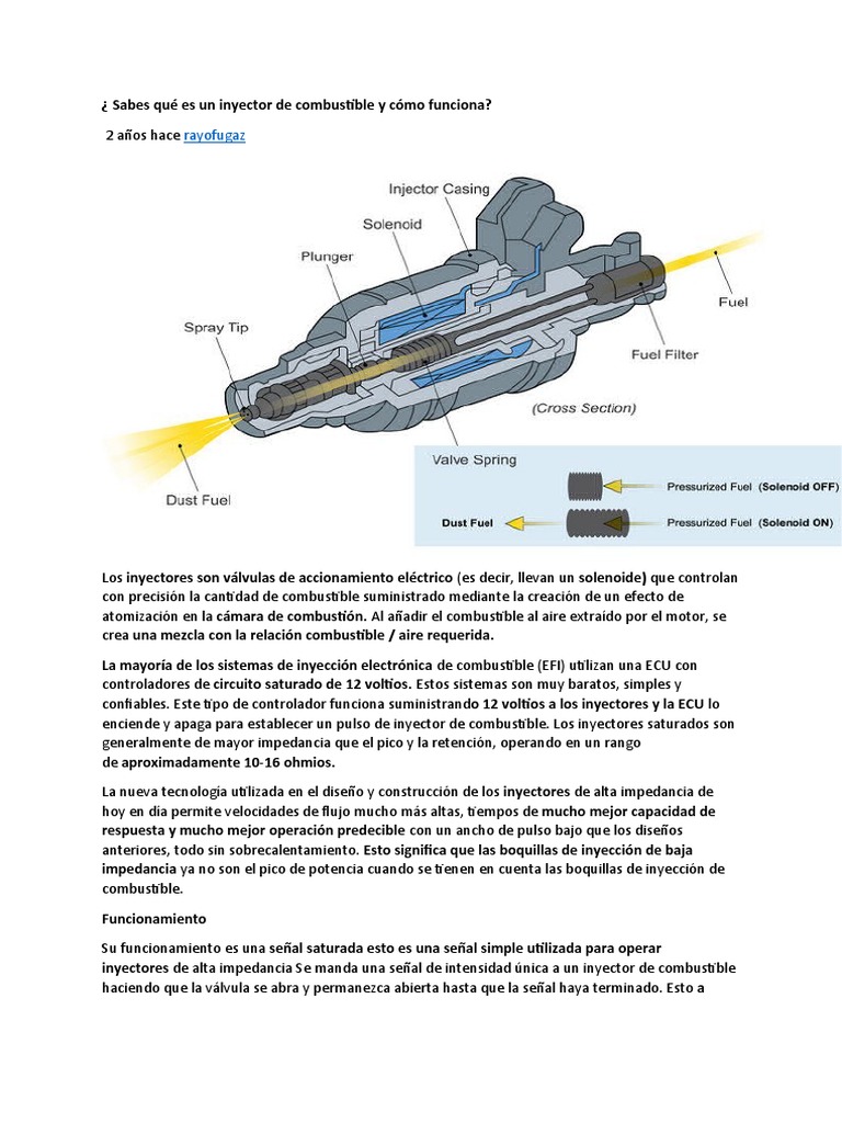 Sabes Qué Es Un Inyector de Combustible y Cómo Funciona | PDF ...