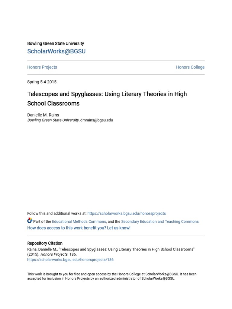 Telescopes and Spyglasses Using Literary Theories in High School