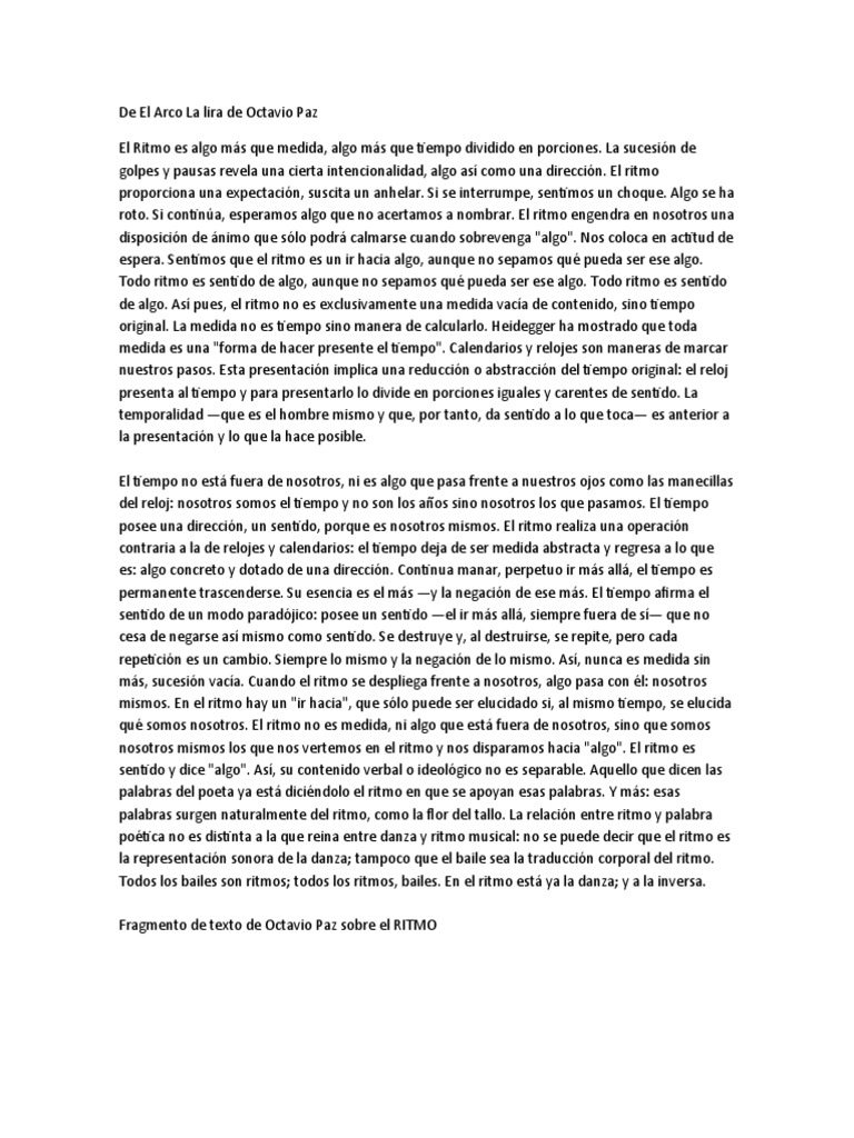 De El Arco La Lira de Octavio Paz | PDF