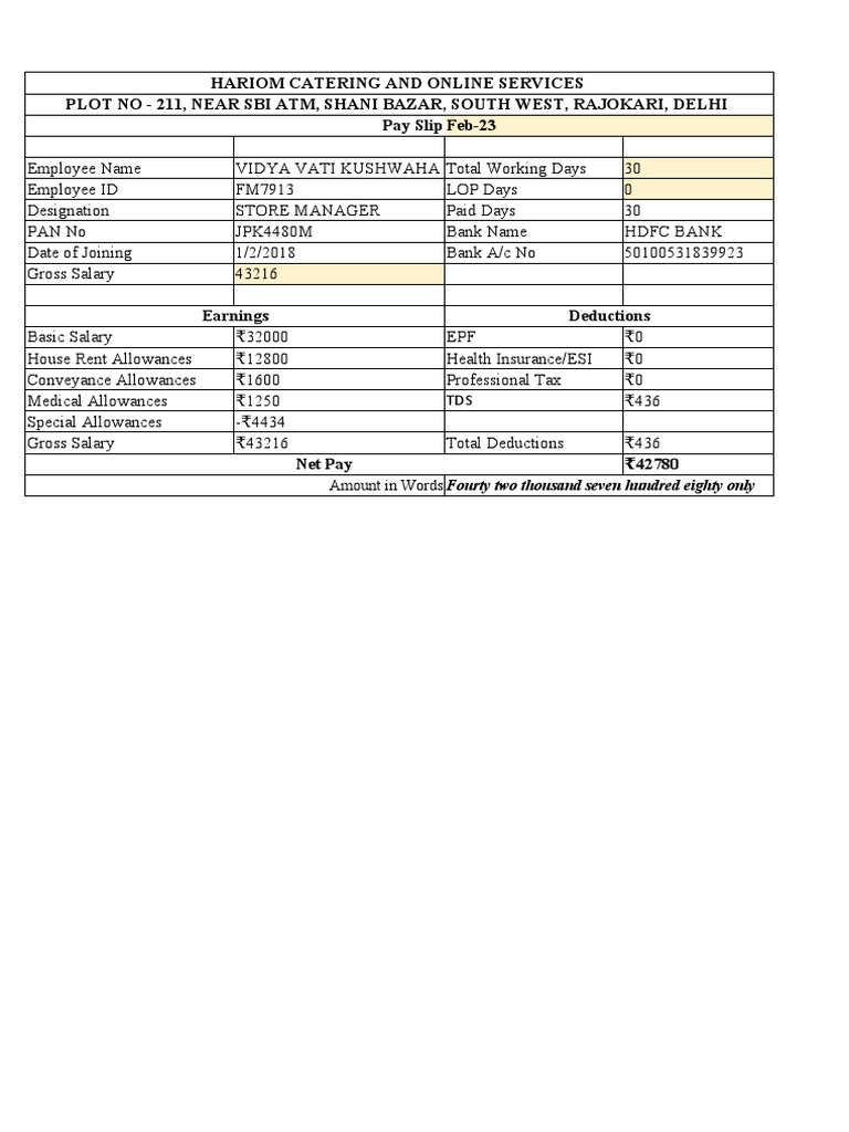SIMPLE SALARY SLIP FORMAT IN EXCEL WITH FORMULA FREE DOWNLOAD INDIA intelligence overview
