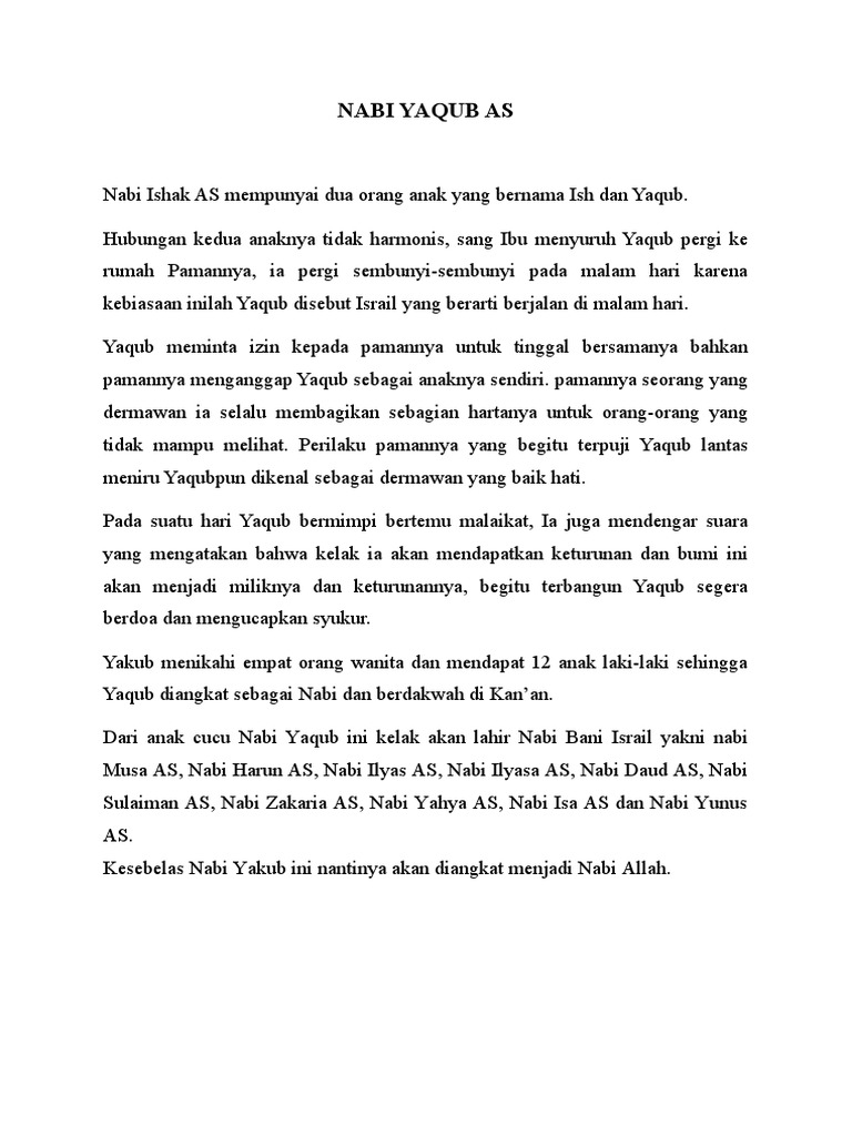 Nabi Yaqub As | PDF