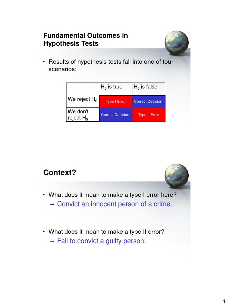 Type I and Type II Errors 2015 Notes Filled in For Students | PDF