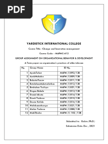 Term Paper On Organizational Practice Ethio-telecom-Final