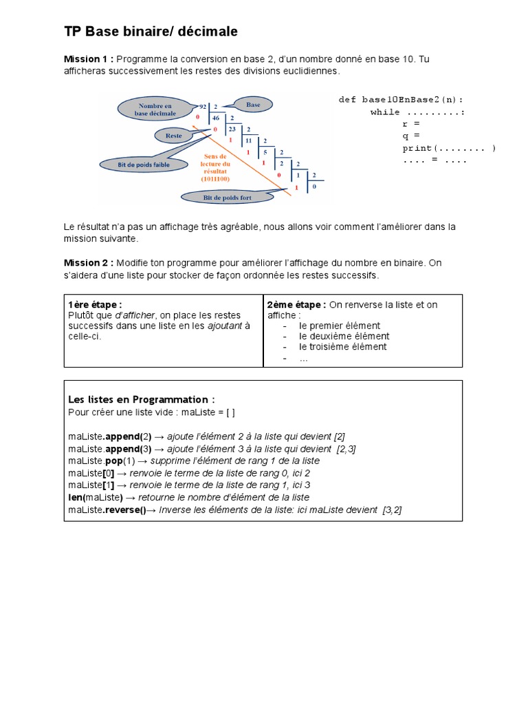 Conversion Binaire-Décimale en Python | PDF | Arithmétique | Mathématiques