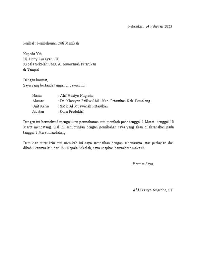 Surat Izin Menikah | PDF