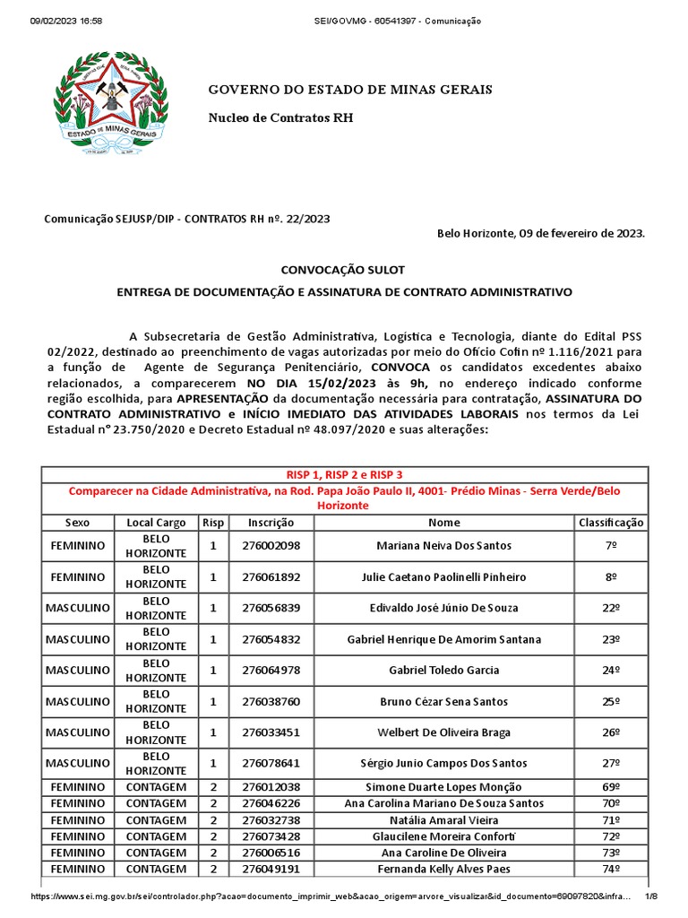 Convocao Sulot - Excedentes | PDF | Carteira de Motorista