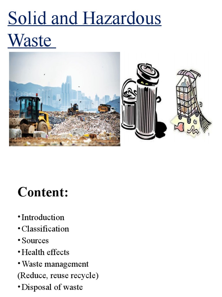 Solid and Hazardous Waste Management PDF Waste Waste Management