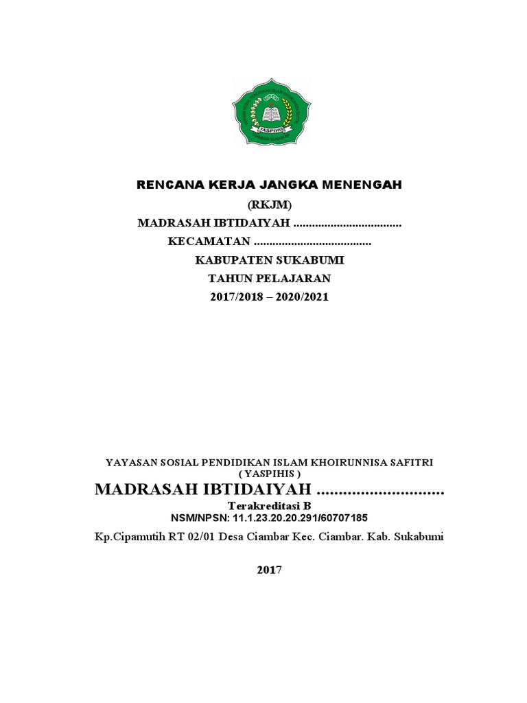 RKJM Madrasah Ibtidaiyah 2017-2021 | PDF