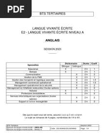 BTS 2023 - Mardi 16 Mai 2023 - LVA - Anglais