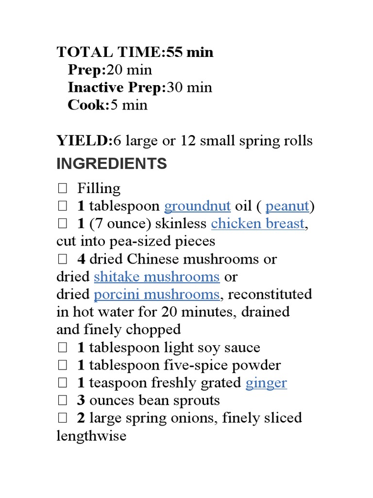 Spring Roll Recipe | PDF