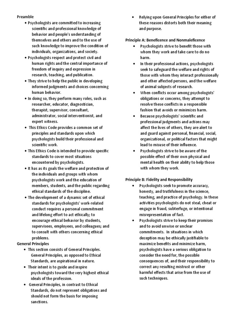 Ethics Code of the American Psychological Association: General ...