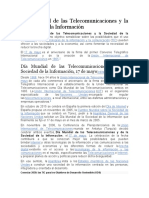 Día Mundial de Las Telecomunicaciones y La Sociedad de La Información