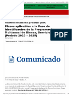 Plazos Aplicables A La Fase de Identificación de La Programación Multianual de Bienes, Servicios y Obras (Periodo 2023 - 2025) - Gobierno Del Perú