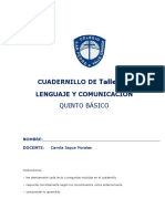 Cuadernillo de taller de Lenguaje y Comunicación para quinto básico