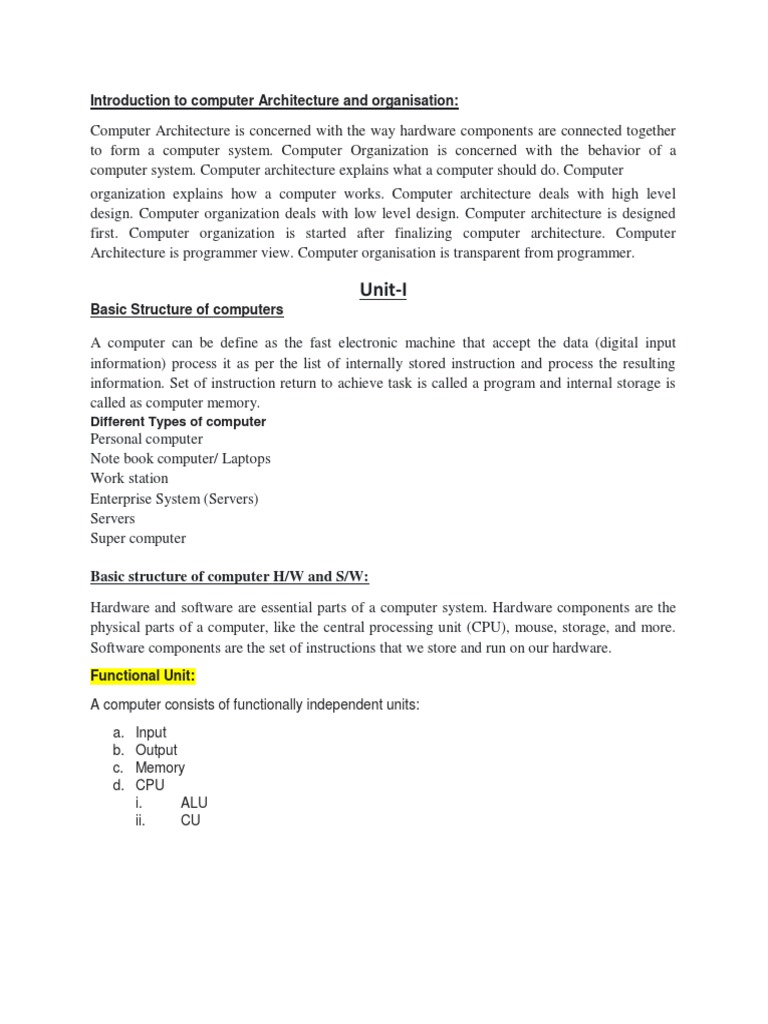 Computer Architecture and Organisation Notes | PDF | Computer Data ...