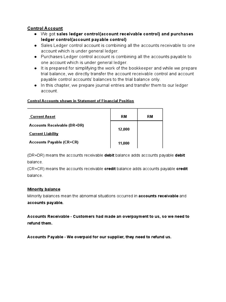 Control Account PDF Debits And Credits Accounts Payable