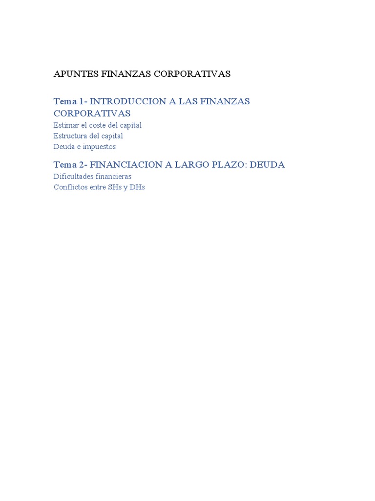Introducción a Finanzas Corporativas | PDF | Apalancamiento (Finanzas ...
