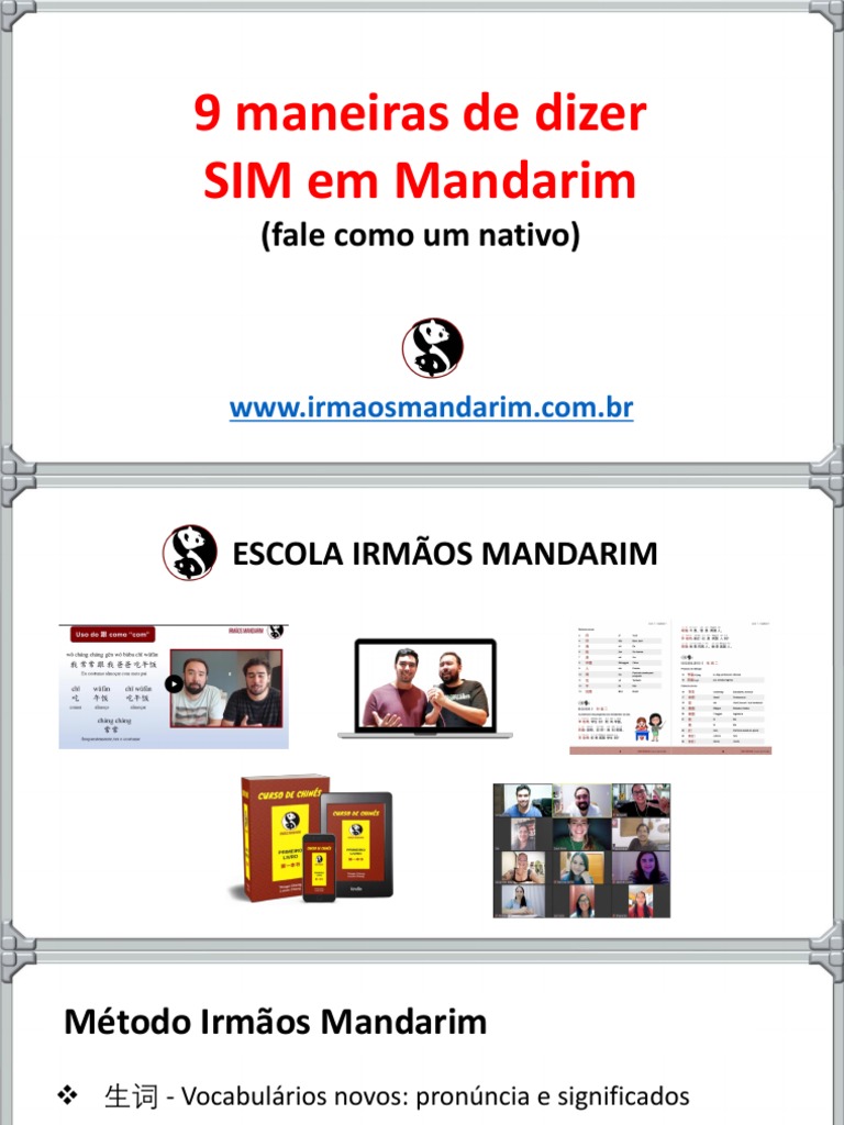 9 Maneiras de Dizer Sim em Mandarim | PDF | Chinês (idioma ...