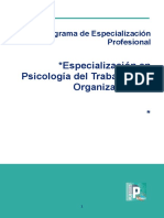 Especialización en Psicología de Las Organizaciones y El Trabajo