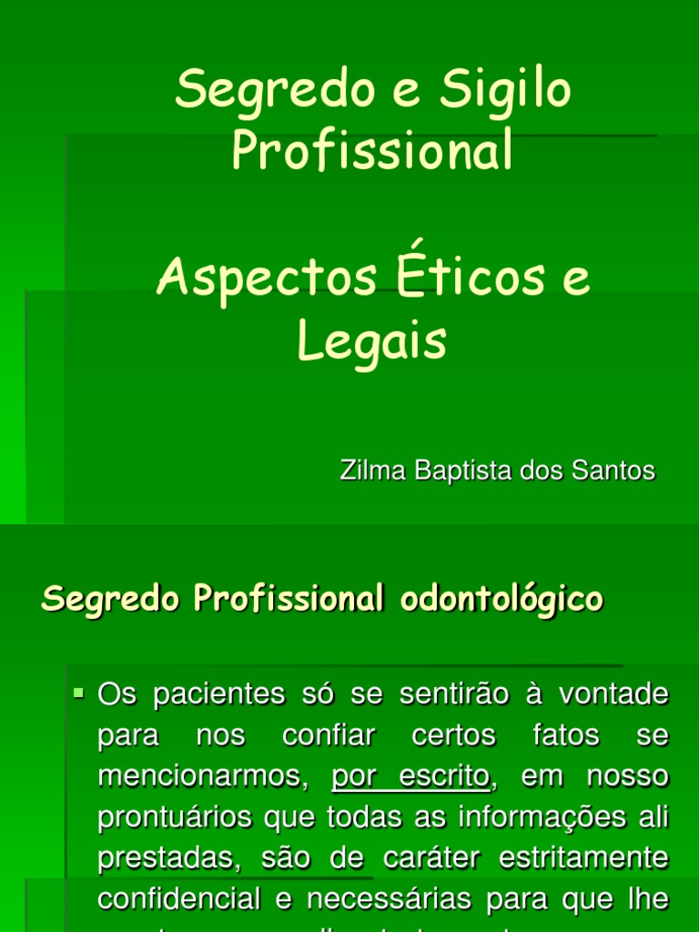 Aula de Segredo e Sigilo Profissional 1215623286500210 8 Procedimento criminal Odontologia
