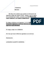 Carta Enviada Al Sigat Eliminacion Codigo