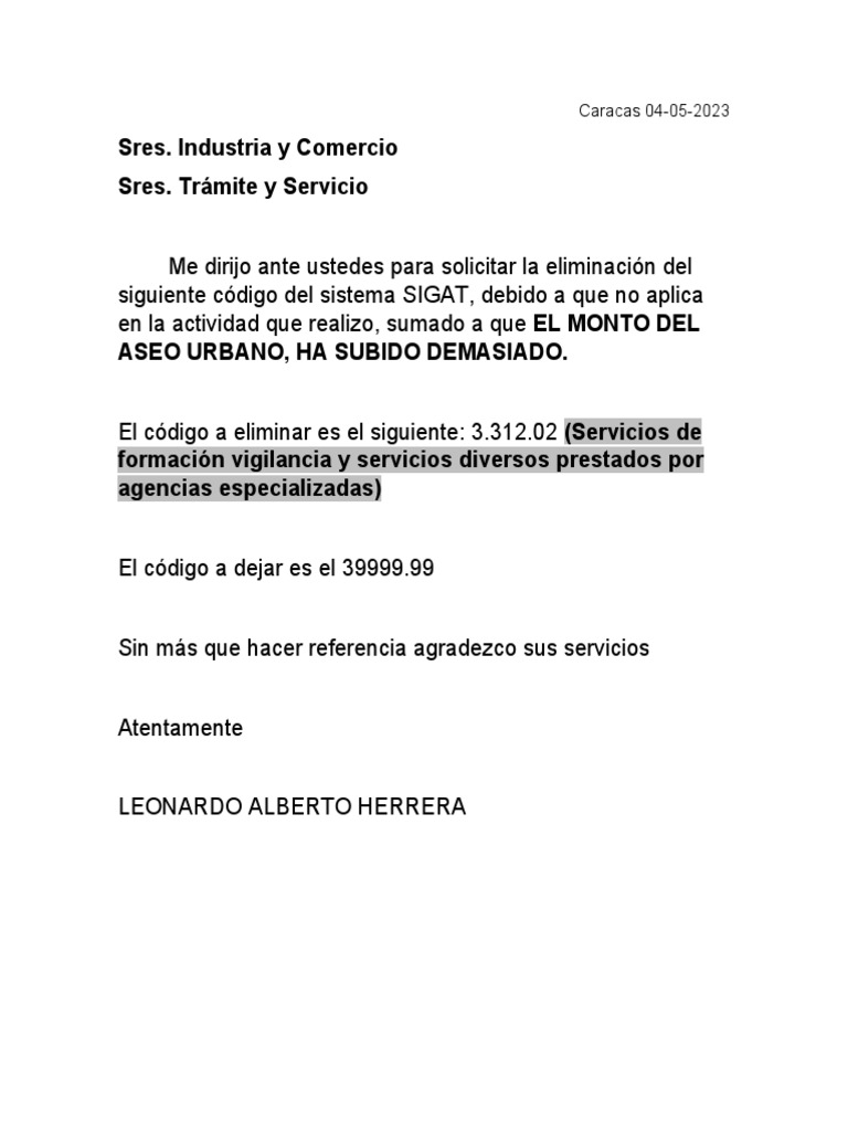 Solicitud de Eliminación en SIGAT | PDF