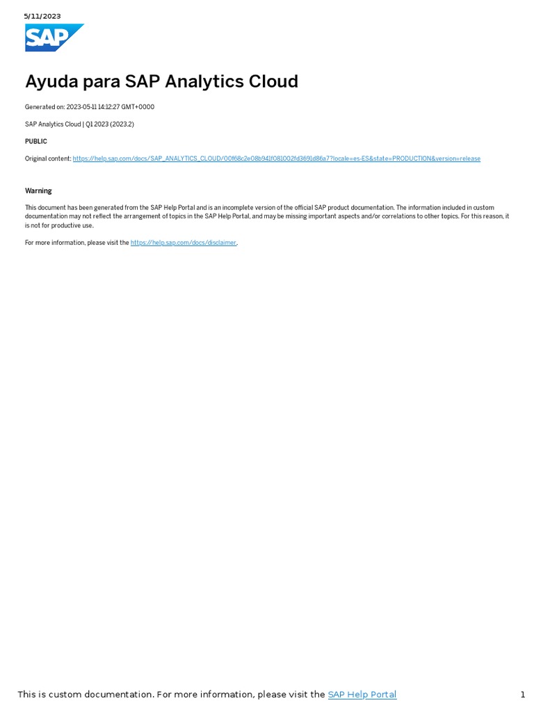 Ayuda para SAP Analytics Cloud 2023 | PDF