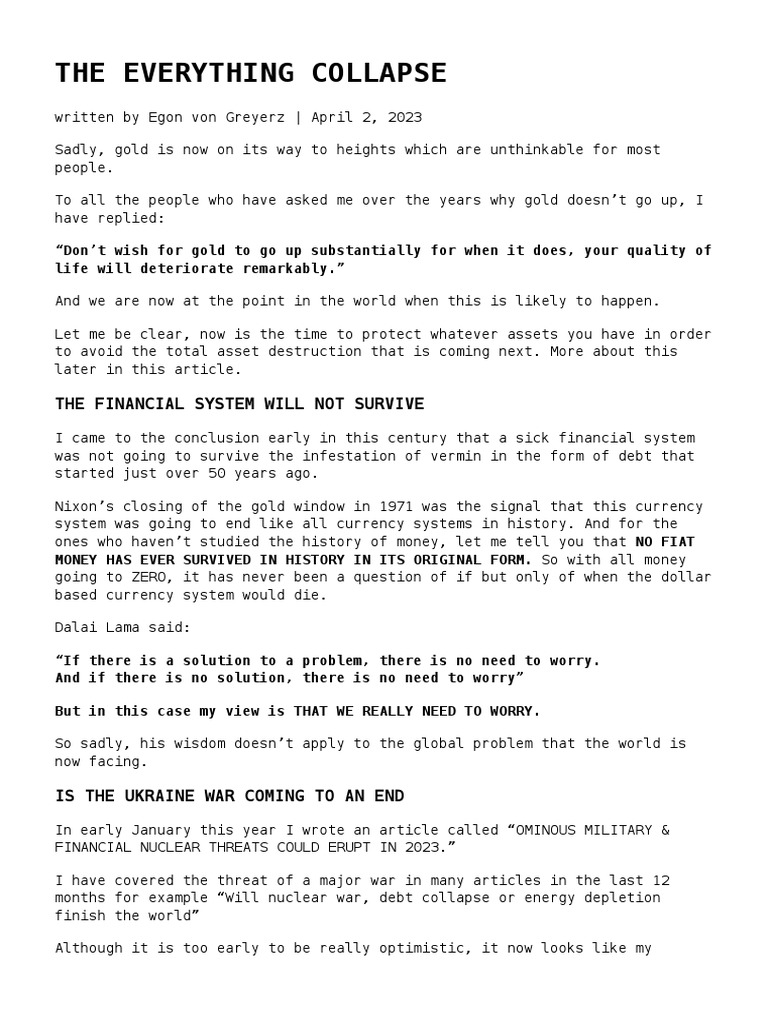 The Everything Collapse | PDF | Banks | Economic Bubble