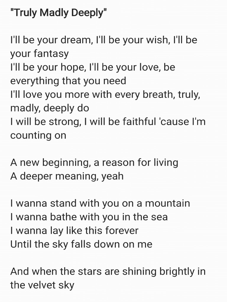Truly Madly Deeply - 230205 - 224457 | PDF