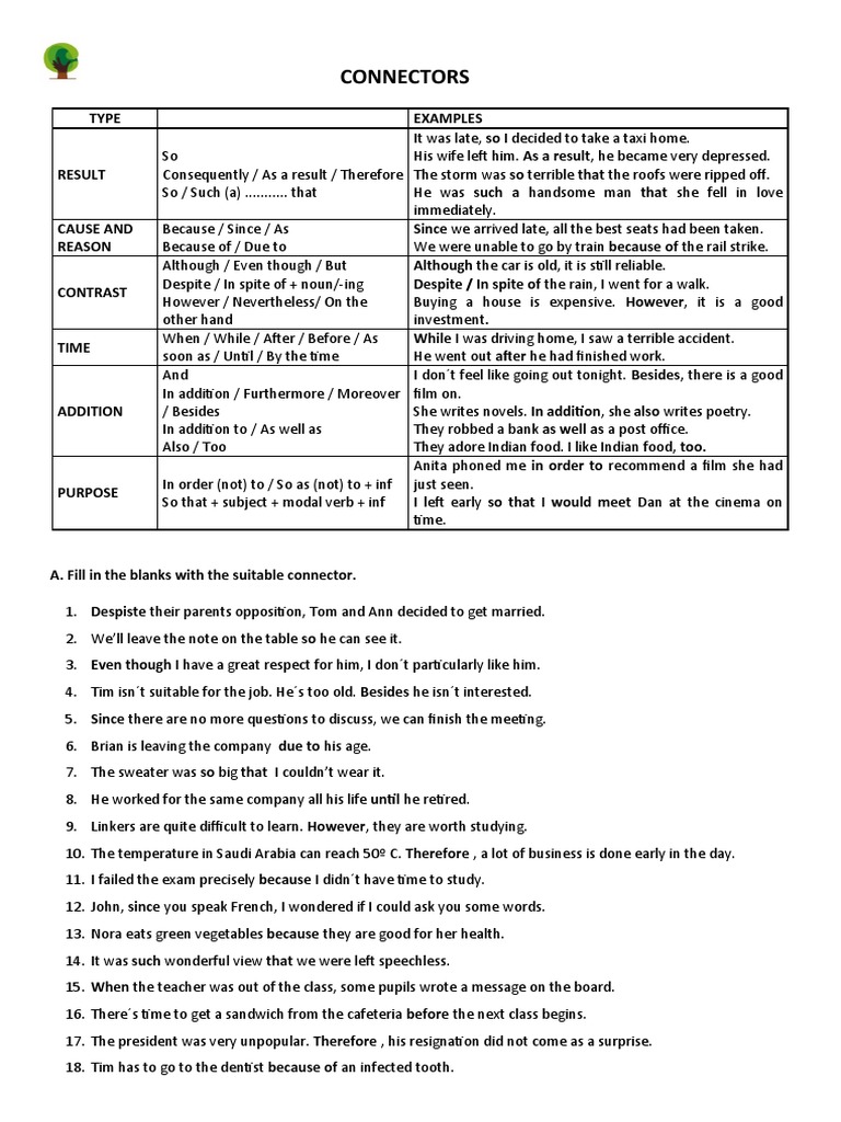 Connectors Exercises PDF