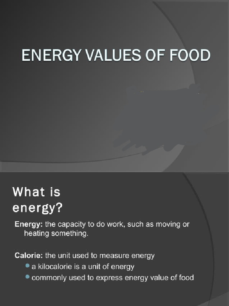 Energy Value of Foods PDF