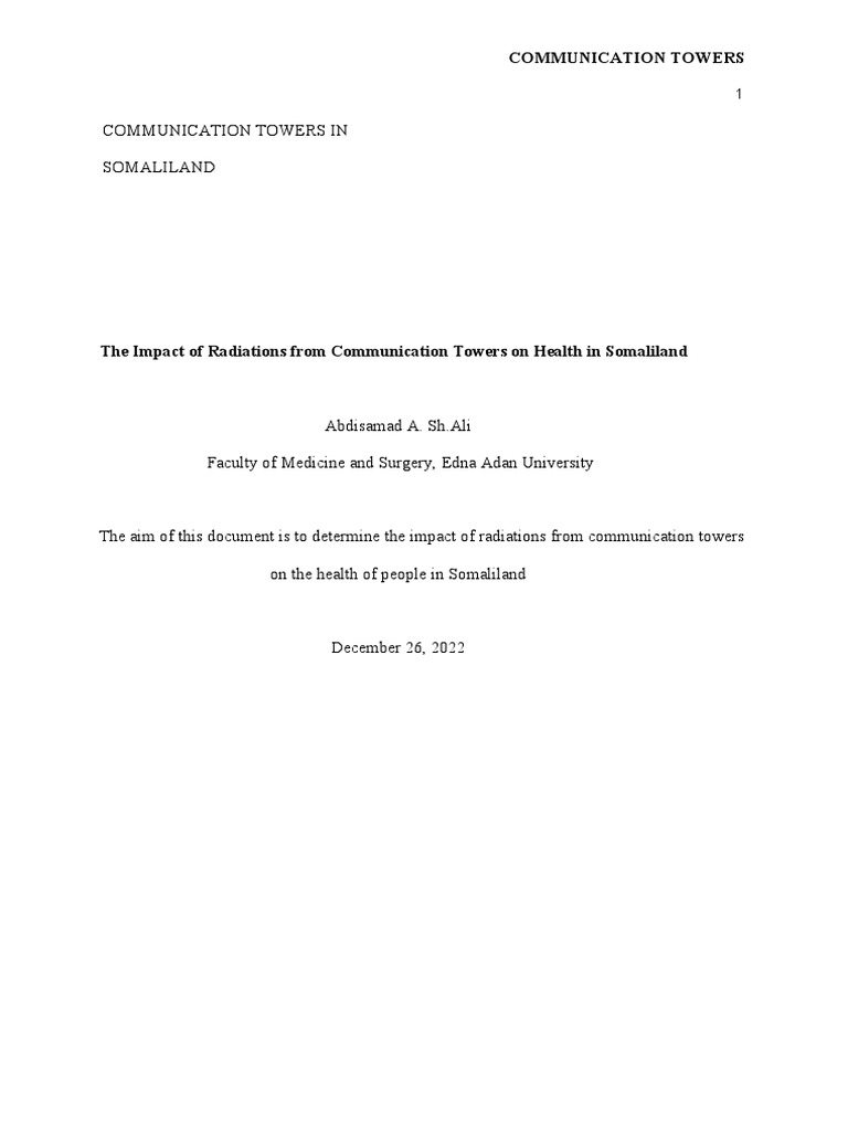 The Impact of Radiations From Communication Towers On Health in ...