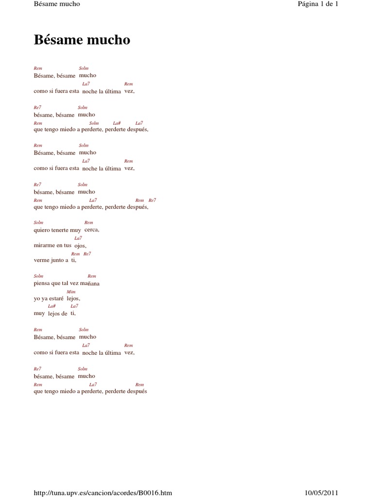 Letra de Bésame Mucho | PDF