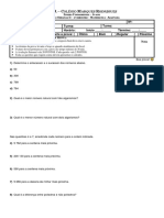 Av. Semanal 2 - Matemática - 6º Ano - Adaptada