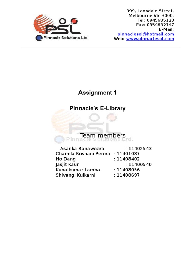 Pinnacle E-Library Project Overview | PDF | Use Case | Databases